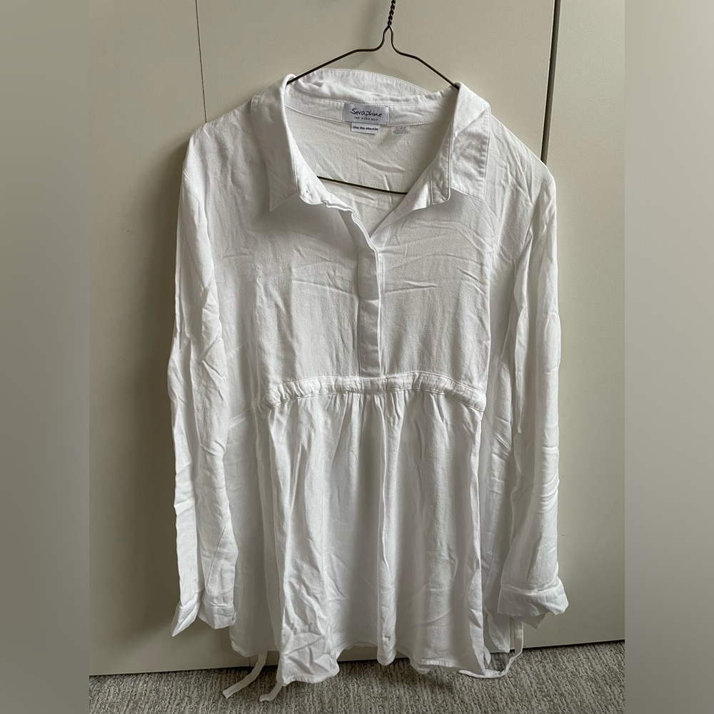 Seraphine belted maternity blouse